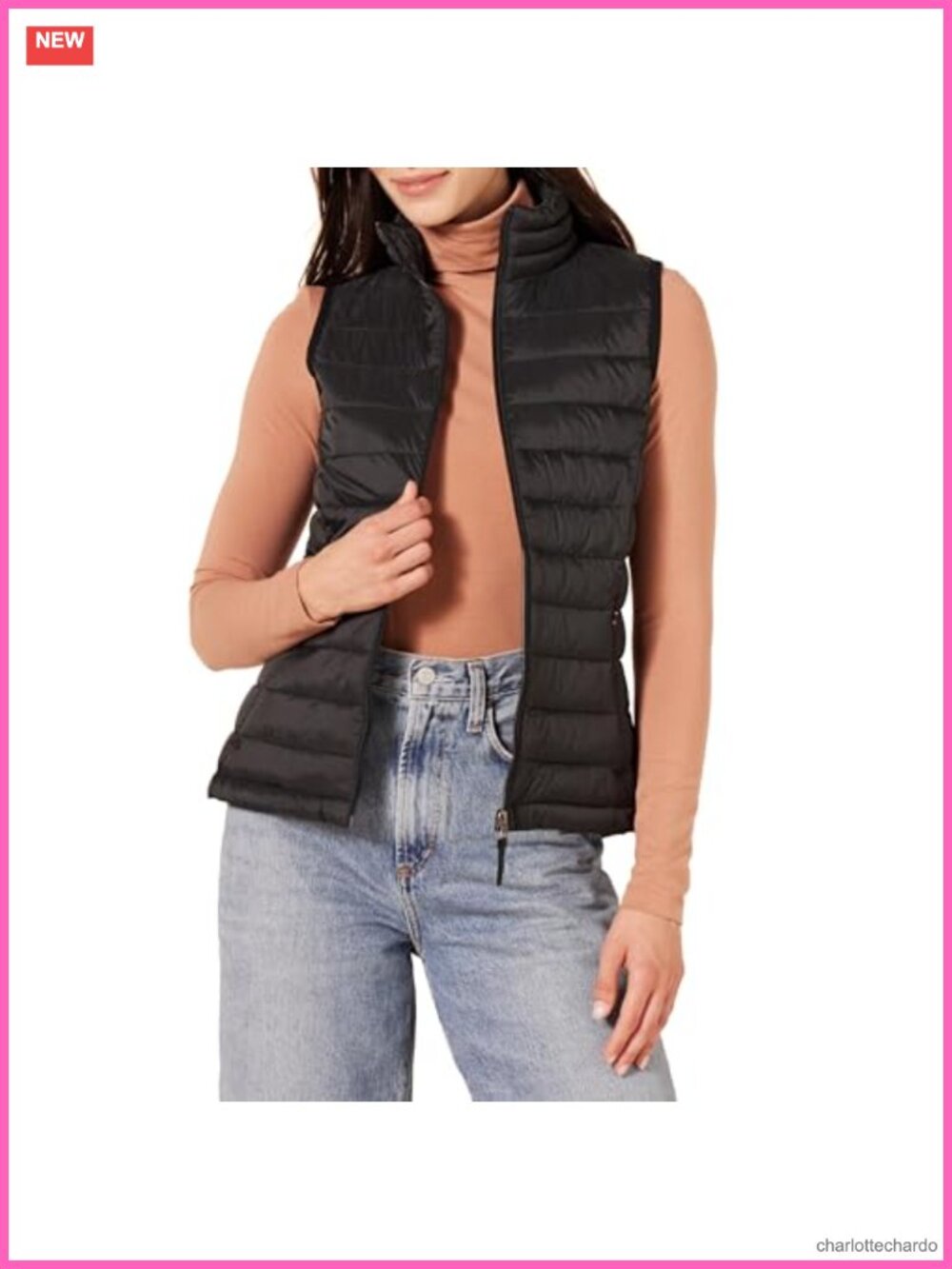 Women's Lightweight Water-Resistant Packable Puffer Vest Regular Fit Zip Pockets